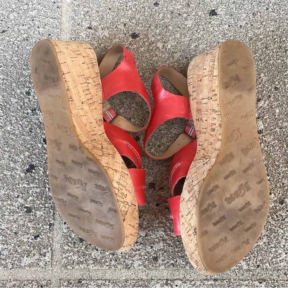 KORK-EASE Brenda Rose Open-Toe Kirk Wedged Sandals Open Toe Sz 8 READ - Picture 11 of 15